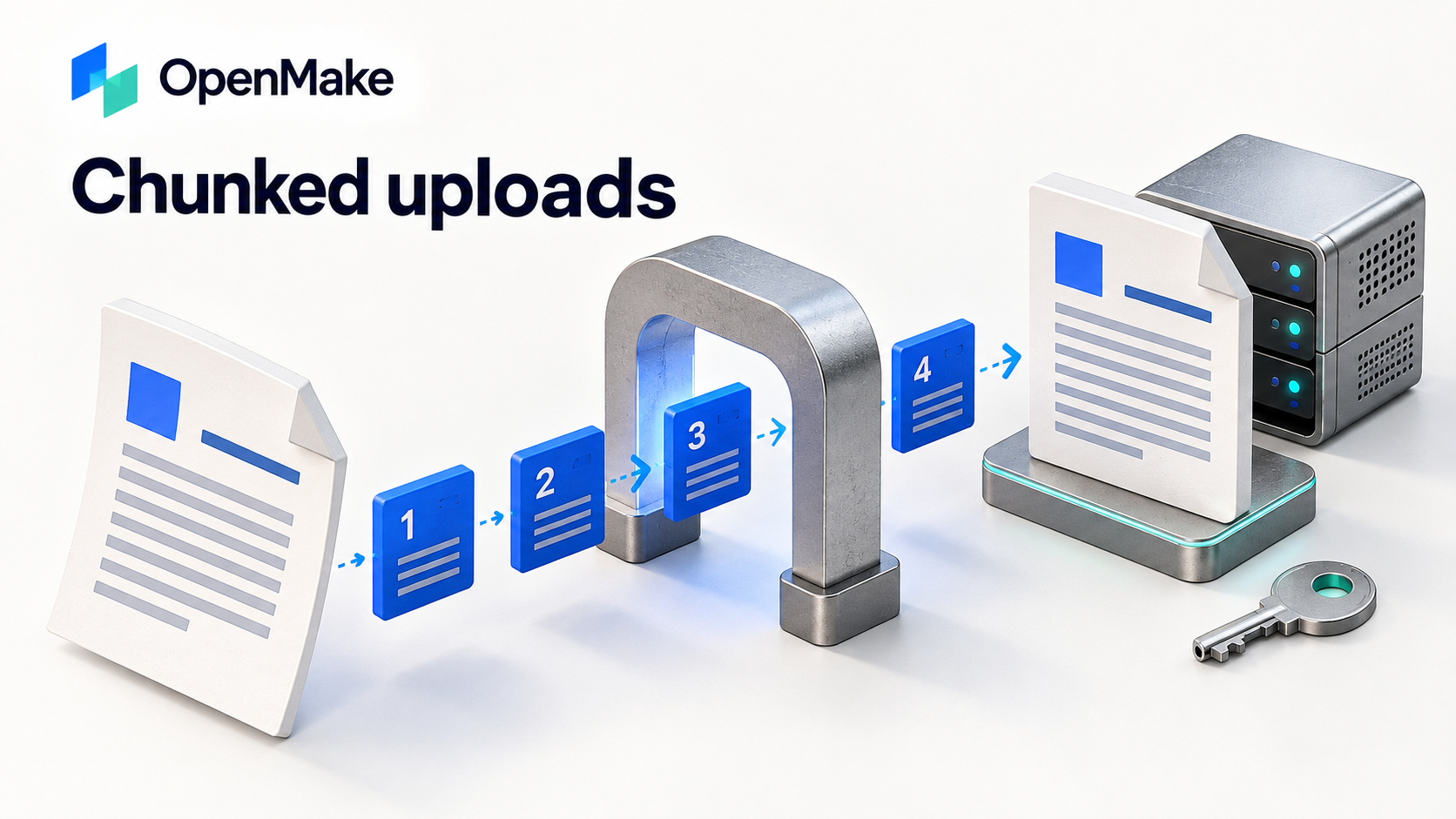 A large file transmitted in small chunks and assembled for its owner